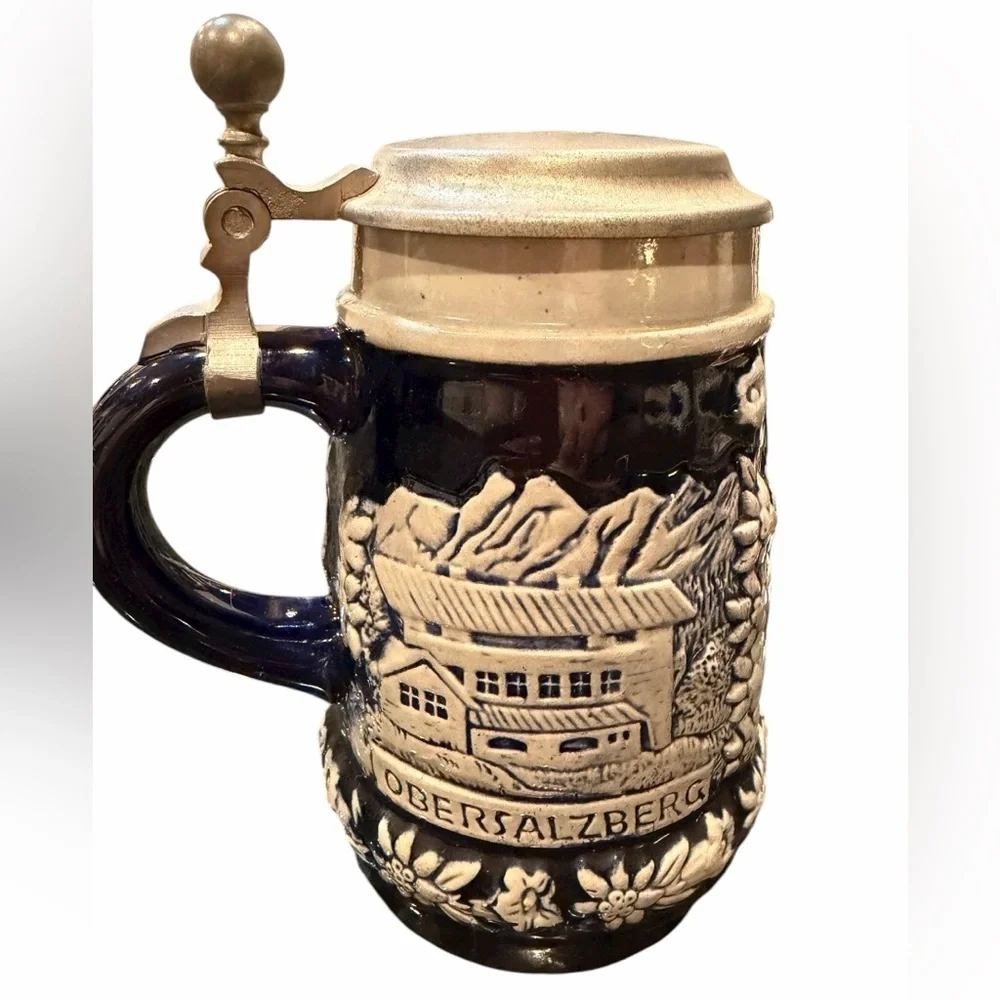 💙🤍 Vintage Königssee Blue and Cream Pewter Beer Stein. MINT Condition 🇩🇪